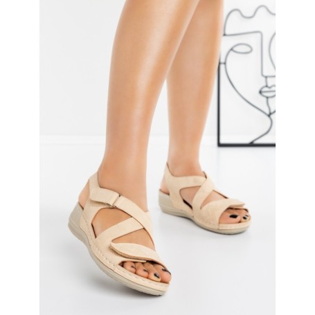 Sandale Dama cu Talpa Joasa 5XJ50 BEIGE | MEI
