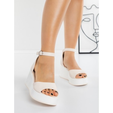 Sandale Dama cu Platforma 5SY17 BEIGE | MEI