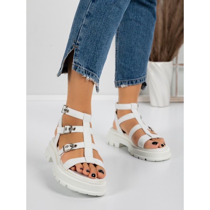Sandale Dama cu Talpa Joasa 3HXS51 WHITE | MEI