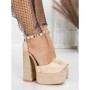 Pantofi cu Toc gros si Platforma 2SY12 BEIGE | MEI