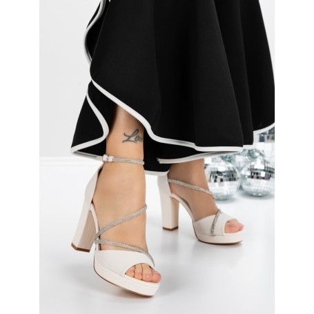 Sandale Dama cu Toc si Platforma 3XKK113 BEIGE | MEI