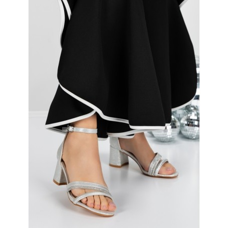 Sandale Dama cu Toc Gros 3YXD90 SILVER | MEI