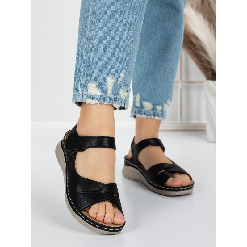 Sandale Dama cu Talpa Joasa 5GZ27 BLACK | MEI