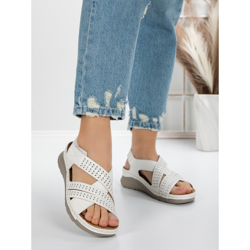 Sandale Dama cu Talpa Joasa 5GZ28 WHITE | MEI