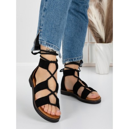 Sandale Dama cu Talpa Joasa 5H1 BLACK | MEI