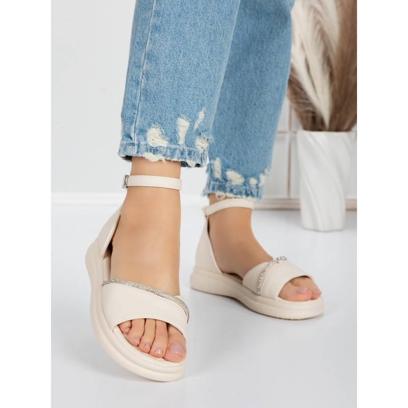 Sandale Dama cu Talpa Joasa 5WL22 BEIGE | MEI