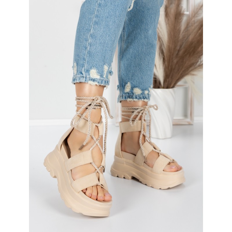 Sandale Dama cu Platforma 5WL26 BEIGE | MEI
