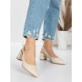 Pantofi cu Toc Gros 5YZ11 BEIGE | MEI