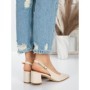 Pantofi cu Toc Gros 5YZ11 BEIGE | MEI