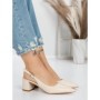 Pantofi cu Toc Gros 5YZ11 BEIGE | MEI