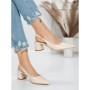 Pantofi cu Toc Gros 5YZ11 BEIGE | MEI