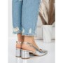 Pantofi cu Toc Gros 5YZ11 SILVER | MEI