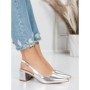 Pantofi cu Toc Gros 5YZ11 SILVER | MEI