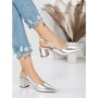 Pantofi cu Toc Gros 5YZ11 SILVER | MEI