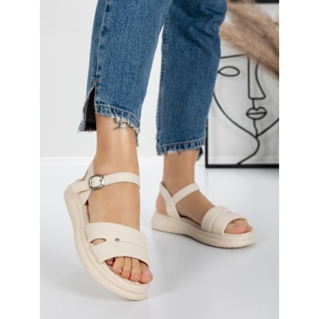 Sandale Dama cu Talpa Joasa 5WL30 BEIGE | MEI