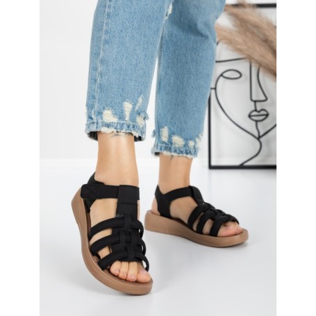 Sandale Dama cu Talpa Joasa 5XJ53 BLACK | MEI
