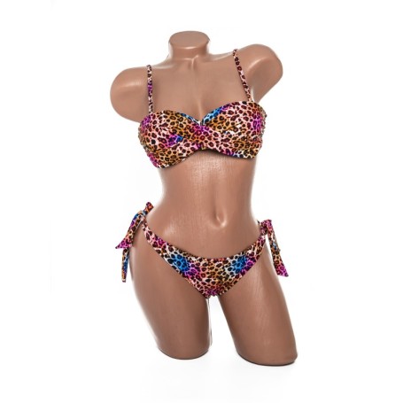 Costum de baie dama F663 LEOPARD-ROZ | MEINA
