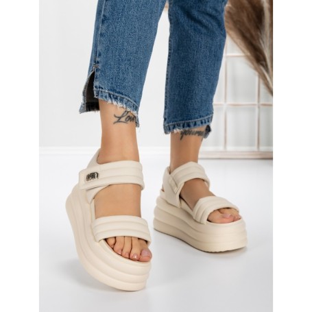 Sandale Dama cu Platforma 8577 BEIGE | MEI