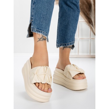 Papuci Dama cu Platforma 8587 BEIGE | MEI