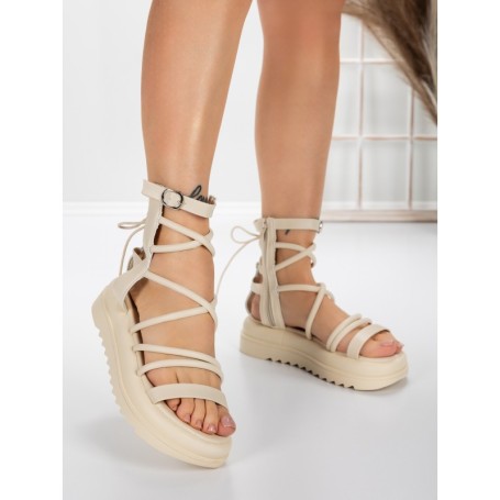 Sandale Dama cu Talpa Joasa 3AW301 BEIGE | MEI