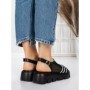Sandale Dama cu Talpa Joasa 5HXS21 BLACK-WHITE | MEI