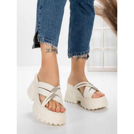 Papuci Dama cu Platforma 3AW321 WHITE | MEI