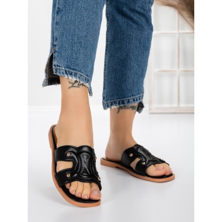 Papuci Dama cu Talpa Joasa 3AW307 BLACK | MEI