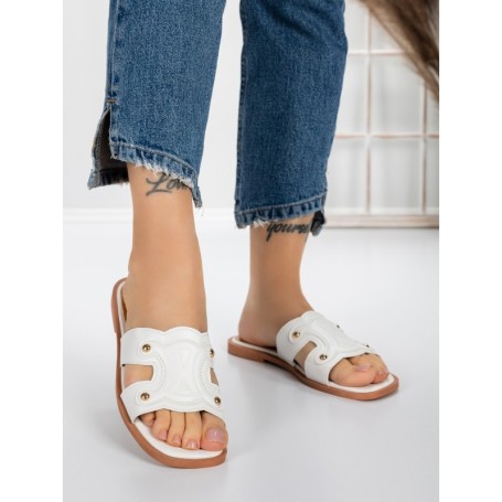 Papuci Dama cu Talpa Joasa 3AW307 WHITE | MEI