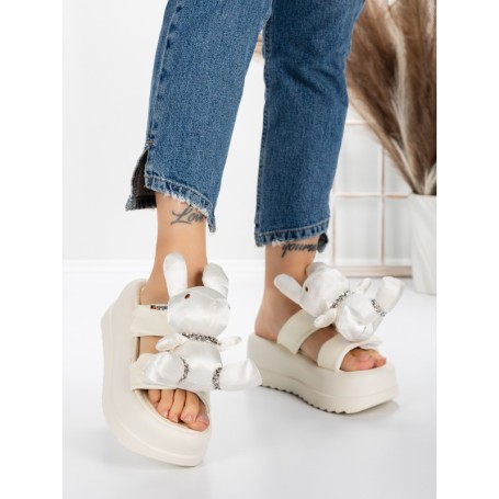 Papuci Dama cu Platforma 3WL229 WHITE | MEI