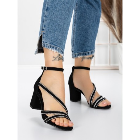 Sandale Dama cu Toc Gros 3AXKK188 BLACK | MEI