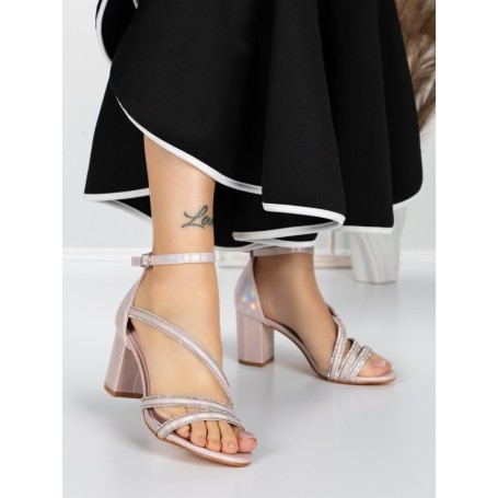 Sandale Dama cu Toc Gros 3AXKK188 CHAMPAGNE | MEI