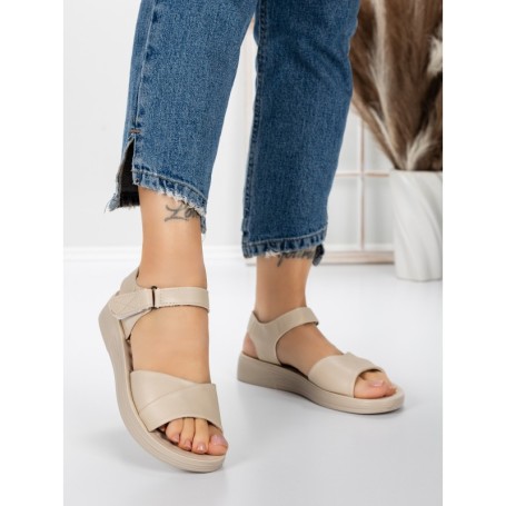 Sandale Dama cu Talpa Joasa 5XJ56 BEIGE | MEI