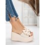 Papuci Dama cu Platforma 5WL8 BEIGE | MEI