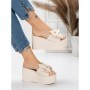 Papuci Dama cu Platforma 5WL8 BEIGE | MEI