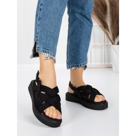 Sandale Dama cu Talpa Joasa 5H17 BLACK | MEI