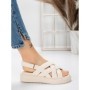Sandale Dama cu Talpa Joasa 5H17 BEIGE | MEI