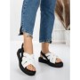 Sandale Dama cu Talpa Joasa 5H17 WHITE-BLACK | MEI