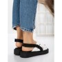 Sandale Dama cu Talpa Joasa 5H17 WHITE-BLACK | MEI