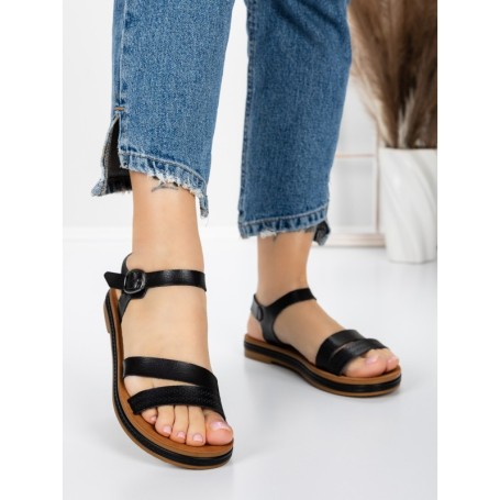 Sandale Dama cu Talpa Joasa 3GZ37 BLACK | MEI