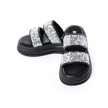 Papuci Dama cu Talpa Joasa 888-2 BLACK-SILVER | FASHION