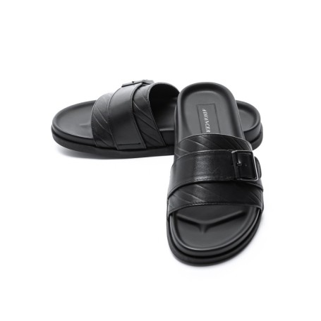 Papuci Barbati din piele naturala S11112 BLACK | ADVANCER