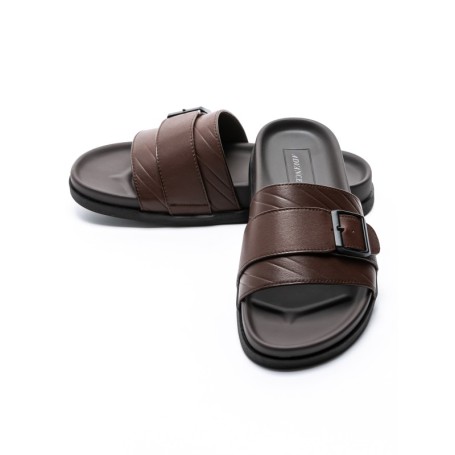Papuci Barbati din piele naturala S11112 BROWN | ADVANCER