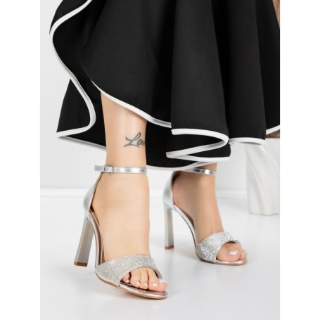 Sandale Dama cu Toc Subtire 5XKK19 SILVER | MEI