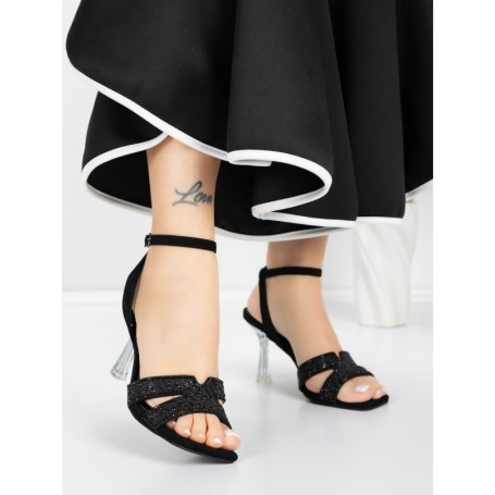 Sandale Dama cu Toc Subtire 5XKK21 BLACK | MEI