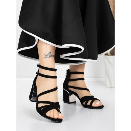 Sandale Dama cu Toc Gros 5XKK26 BLACK | MEI