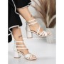 Sandale Dama cu Toc Gros 5XKK26 WHITE | MEI