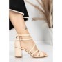 Sandale Dama cu Toc Gros 5XKK26 BEIGE | MEI
