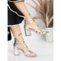 Sandale Dama cu Toc Gros 5XKK26 SILVER | MEI