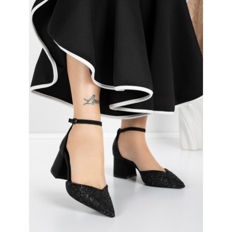 Pantofi cu Toc Gros 5XKK36 BLACK | MEI