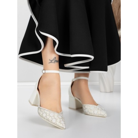Pantofi cu Toc Gros 5XKK36 WHITE | MEI